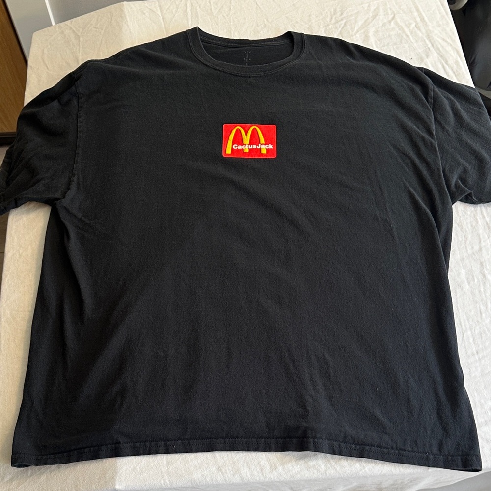 Travis Scott X McDonald's Black Tee with Red and Yellow CACTUSJACK Logo